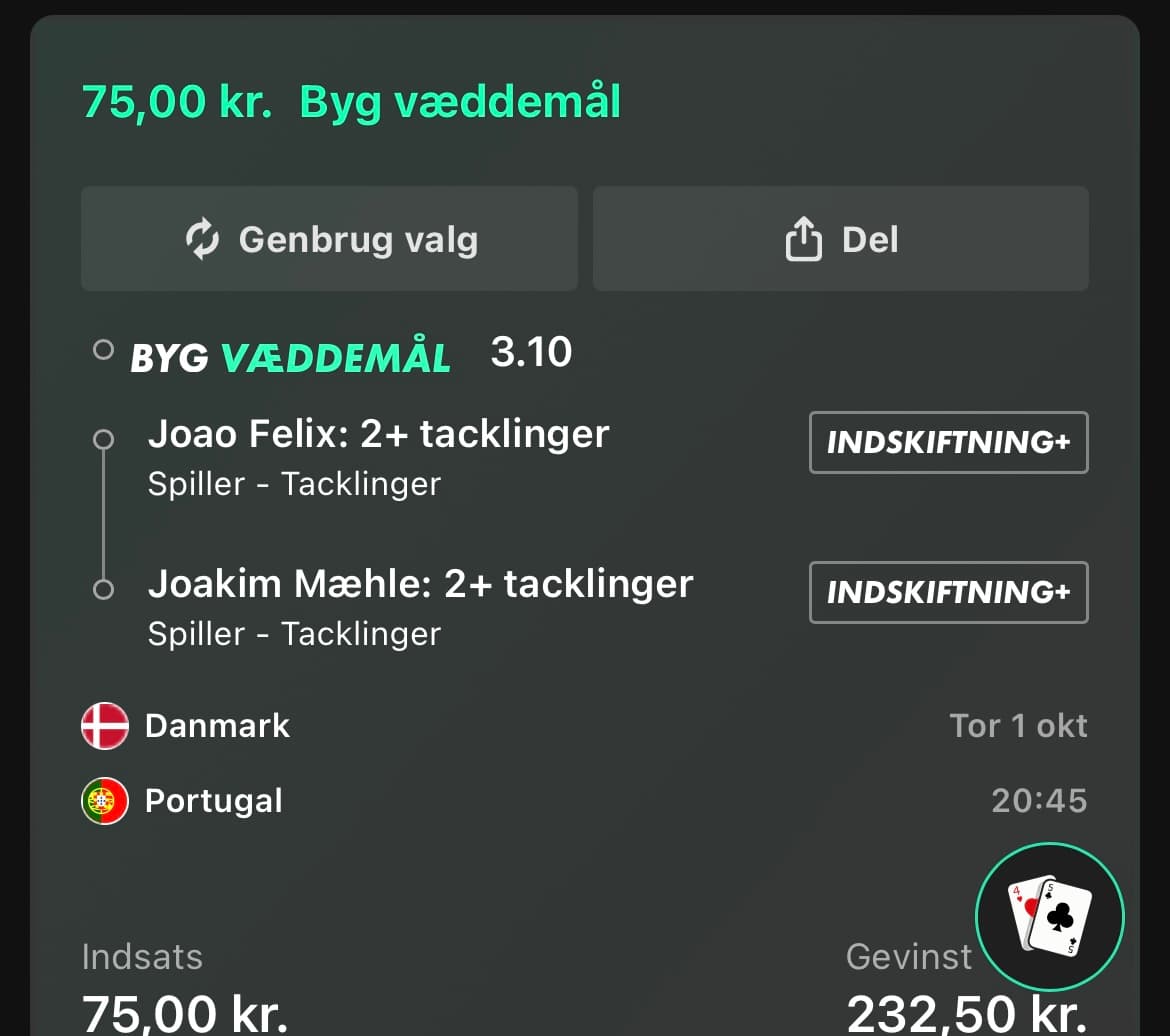 Danmark vs Portugal
